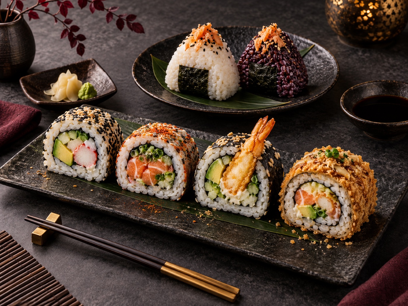Selezione Futomaki e onigiri
